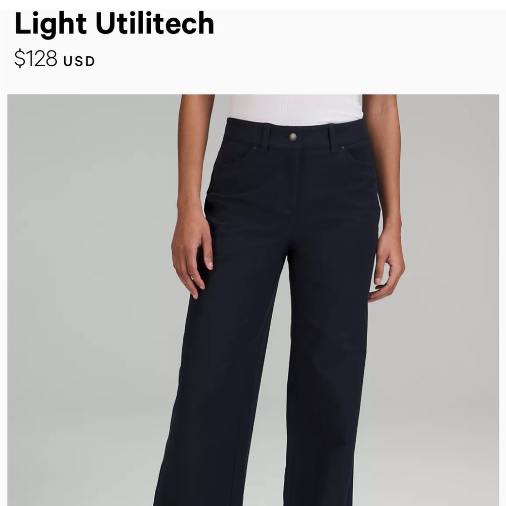 City Sleek 5 Pocket High-Rise Wide-Leg Pant Full Length Light Utilitech NWT NAVY